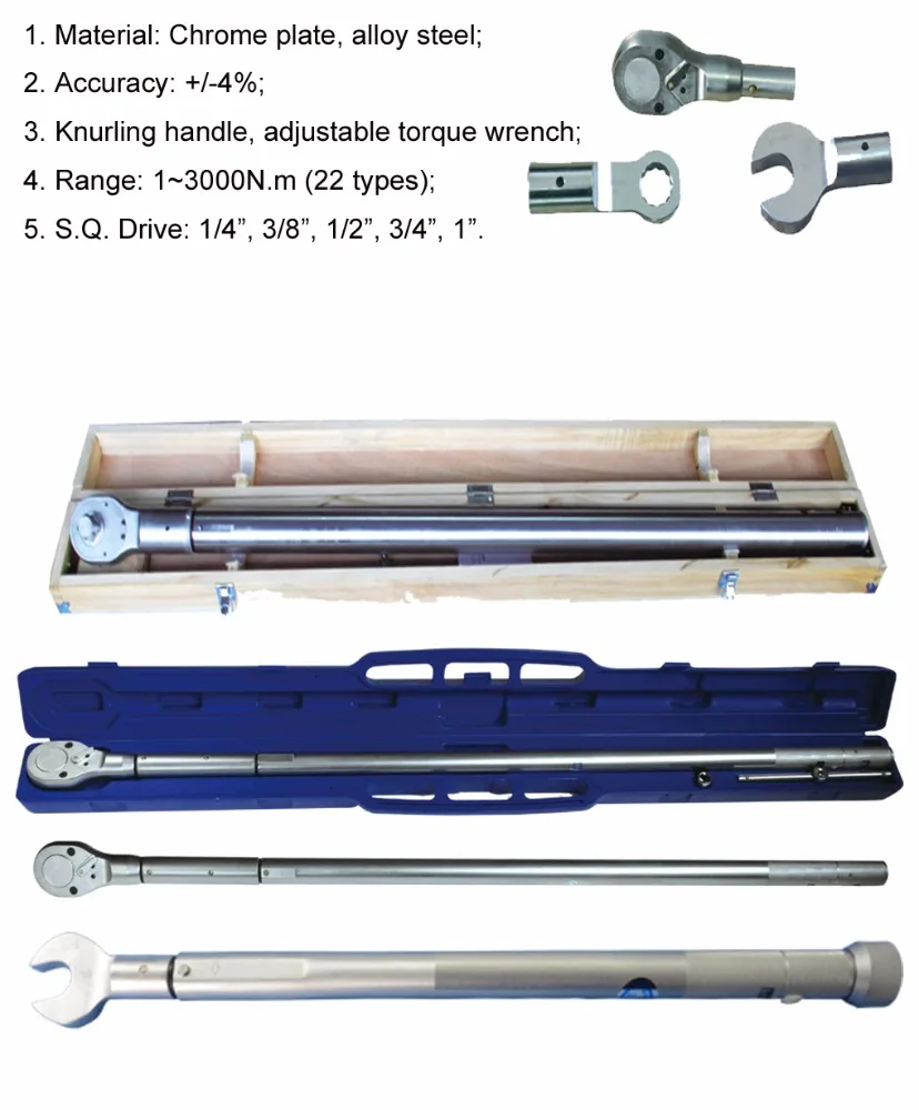 preset torque wrench 60Nm to 300Nm manual torque wrench adjustable mechanical hand tools