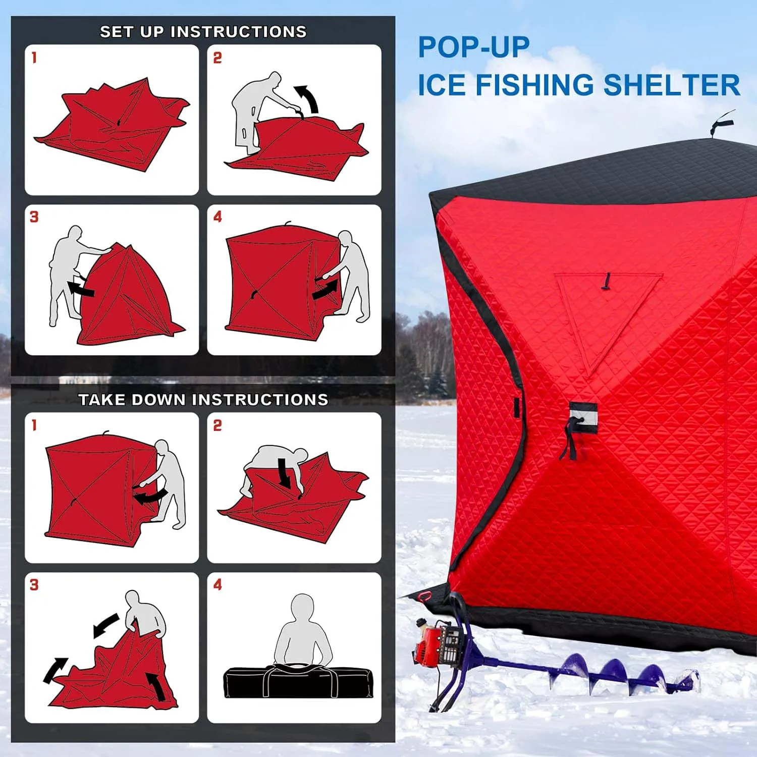 ice shelter 2 person pop up portable ice fishing shelter top insulated ice fishing tent