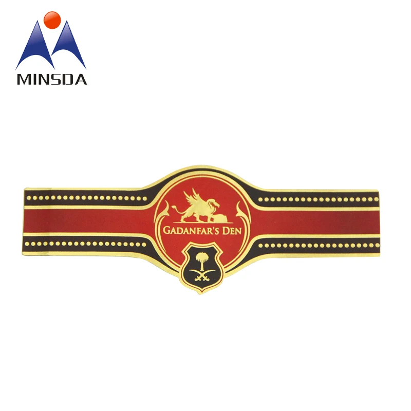 Minsda Cigar Label Custom Printing Embossed Gold Stamping Cigar Band Label