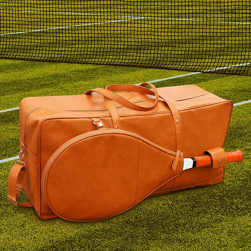 Custom PU leather Tennis Racquet Carrying Cover Bag Travel Duffle Tennis Racquet Bag for Badminton Racquetball