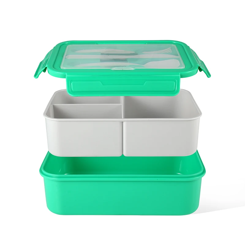 Everich Customized Color Logo Square Plastic Lunch Box Set Microwaveable Sealed Food Container for School Office Wholesale