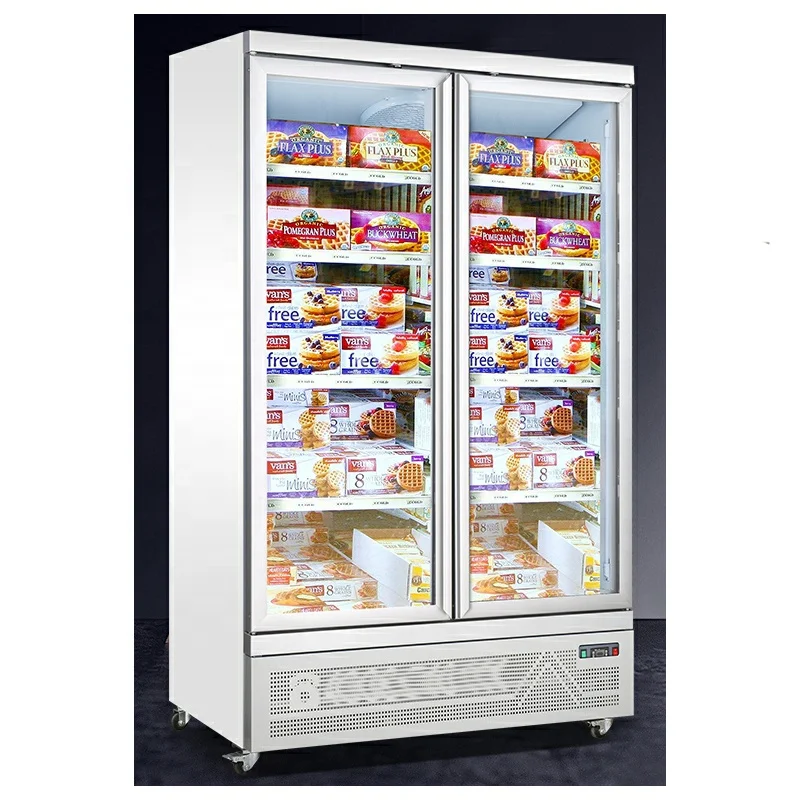 Used commercial customize style air cooled 2 glass door upright display freezer