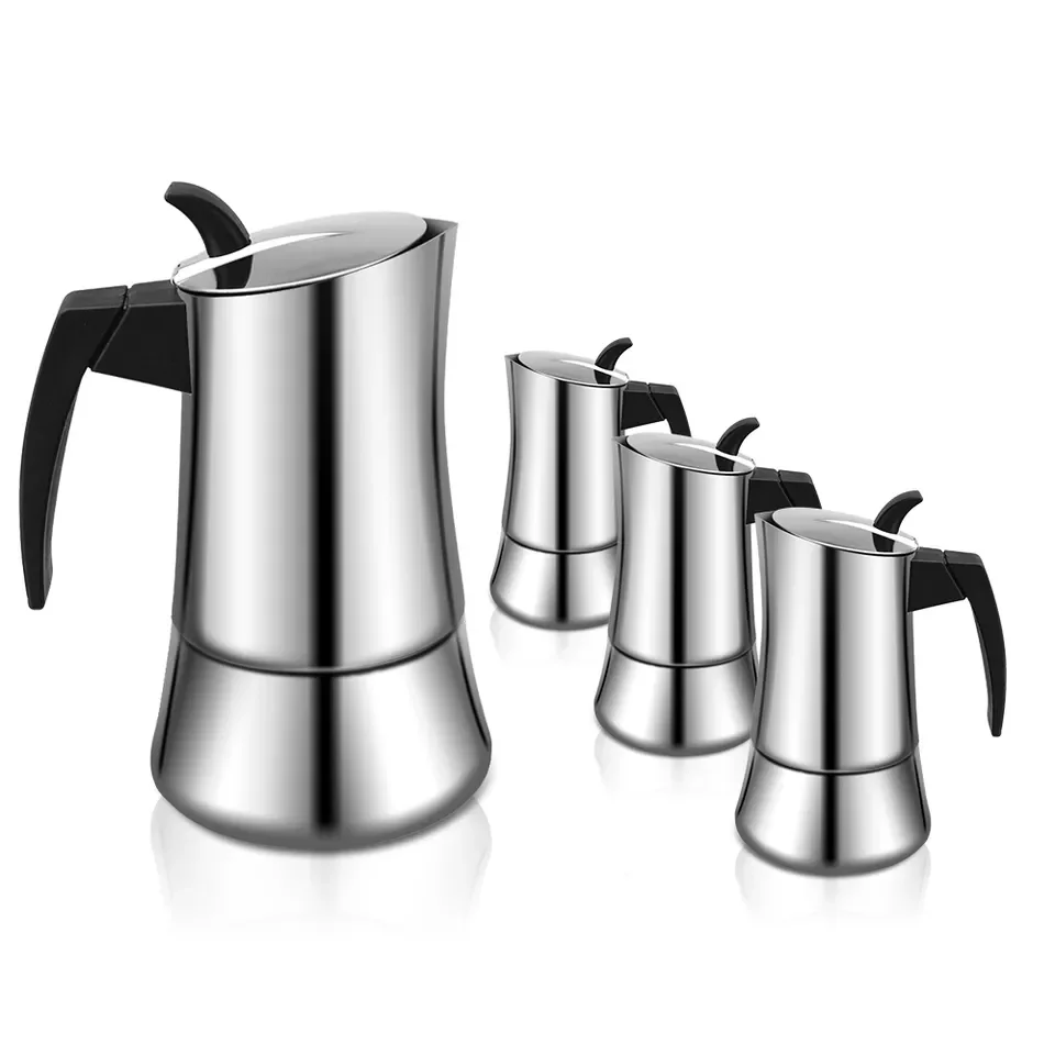 2023 оптовая продажа модная Кофеварка Moka из нержавеющей стали портативная Italiana для эспрессо газовой плиты индукционная плита