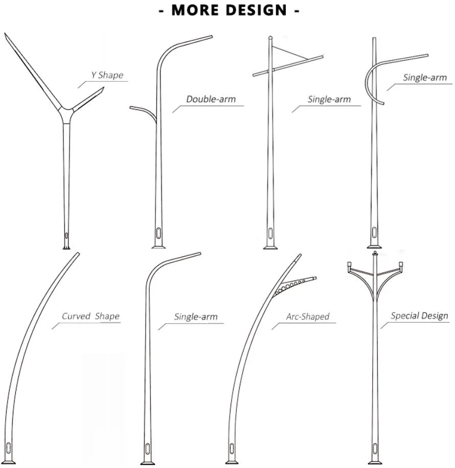 Hot Dip Galvanized Solar Street Light Pole Q235 Steel 6m 7m 9m 10m 12m Lighting and Circuitry Design,auto CAD Layout Aluminum
