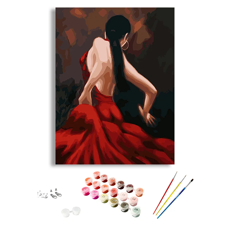 DEYI Paintings And Wall Arts Dance Portrait Art Picture Custom Frameless Diy Digital Oil Painting by Numbers for Adult