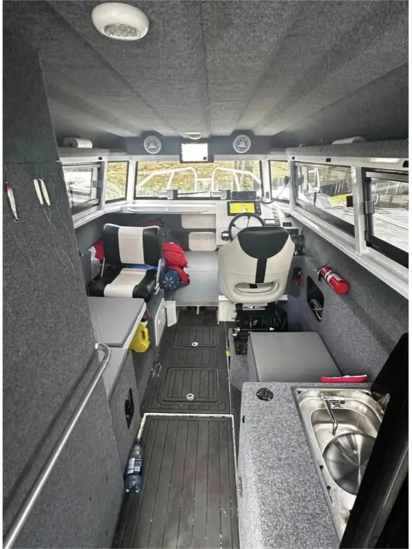 Factory outlet grey 30ft Easycraft aluminum boat fishing vessel with bathroom high quality yacht rowing boat for sale