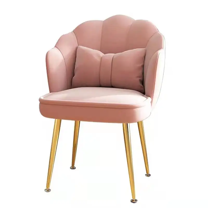 Modern Home Furniture Petal Green Velvet Shell Chair With Gold Legs Nail Shop Stool Living Room Sofa Dinning Chair