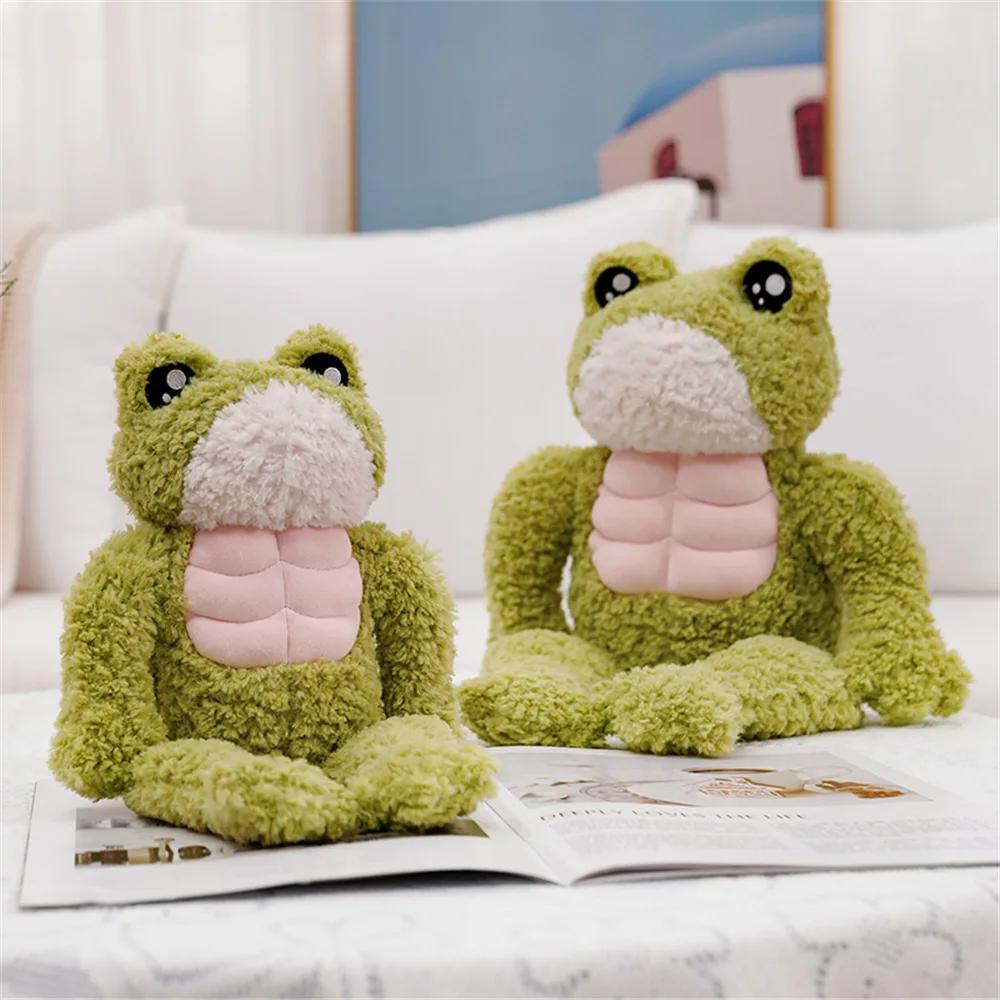 Strong Muscles Frog Soft Plush Toy Funny Stuffed Soft Green Frog Plush Doll with Big Eyes Gifts For Kids Adults