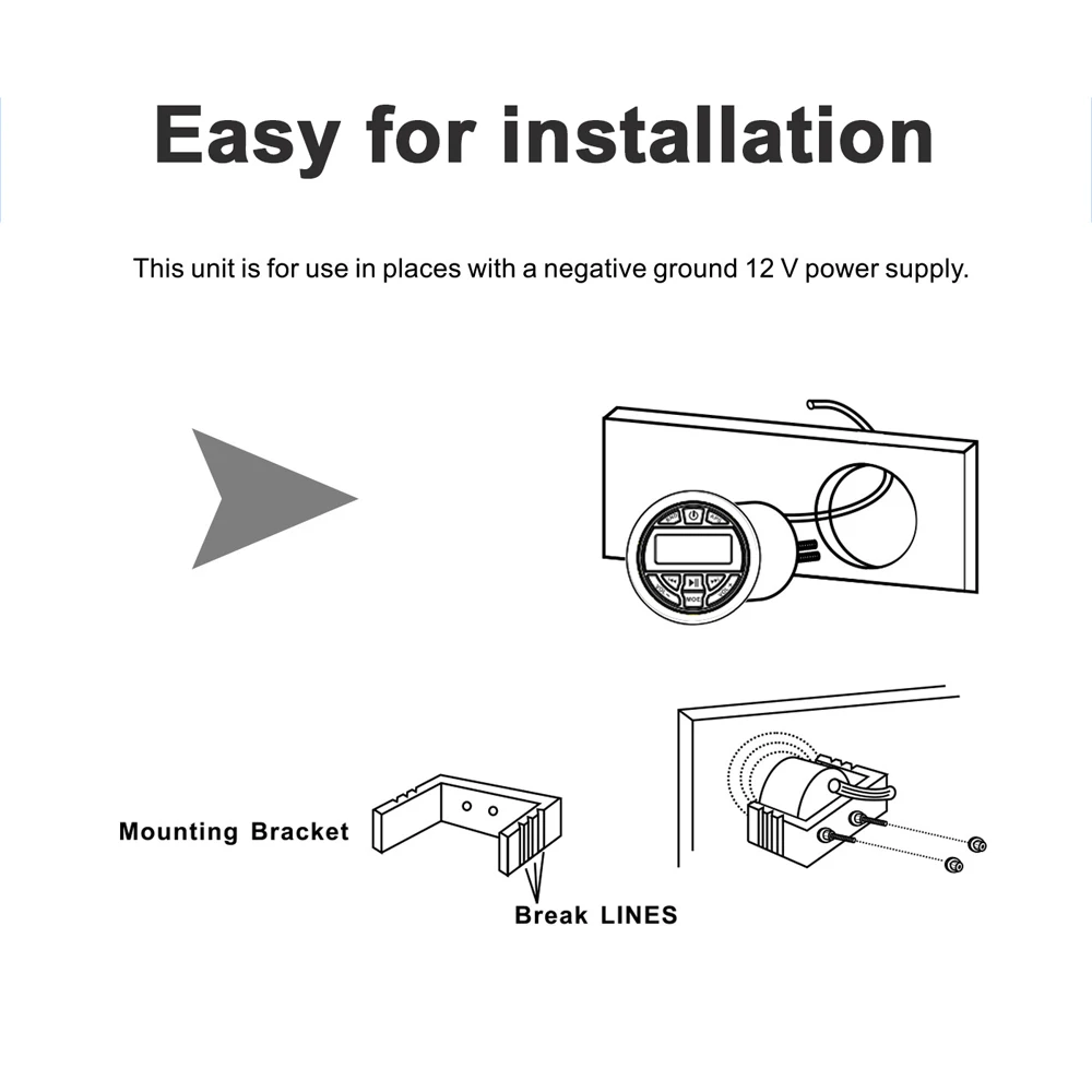 GUZARE Waterproof Marine BT Boat Stereo Receiver Marine Radio Audio FM AM Car MP3 Player For ATV UTV RV Yacht Motorcycle