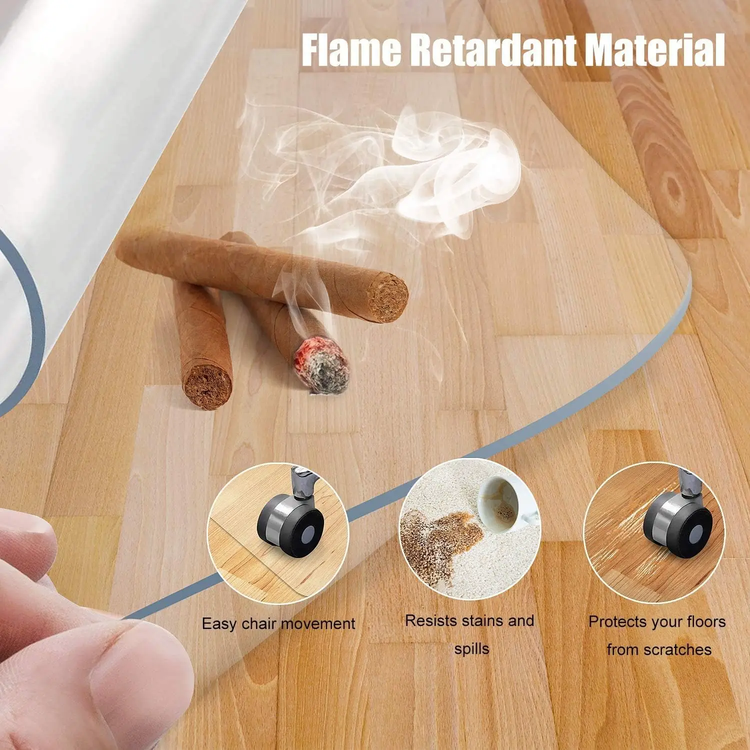 Customized Size Durable Hard Floor Use PVC ear Chair Mats Wood/Tile Protector Protection Floor Mat For Home Office
