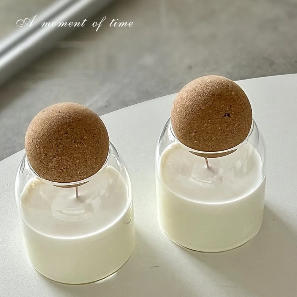 10oz 12oz Amber Heat resistant glass vessels iridescent candle empty jar glass with cork ball lids for Soy wax making