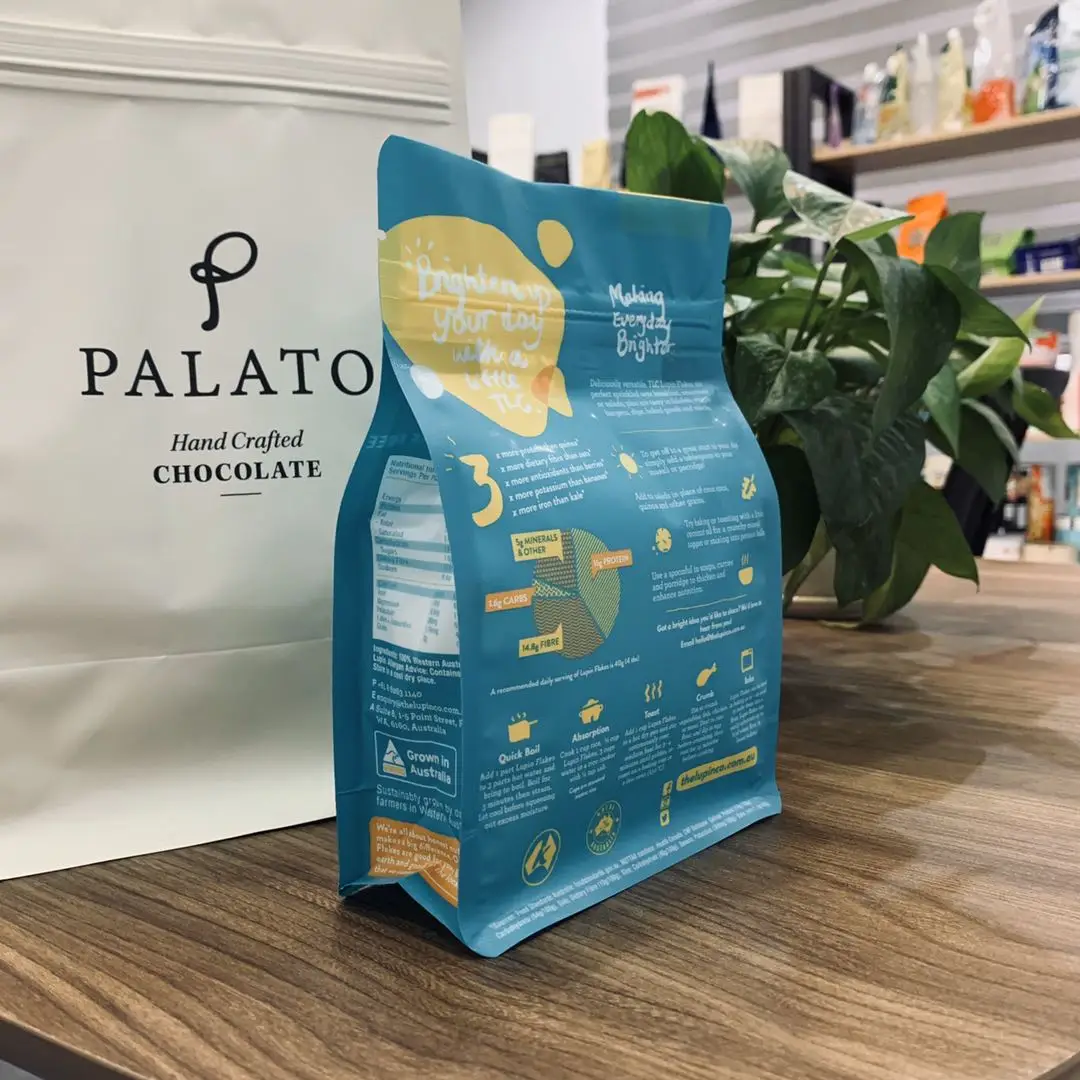 Block Bottom Coffee Bag Packaging With Air Valve & Pocket Zipper