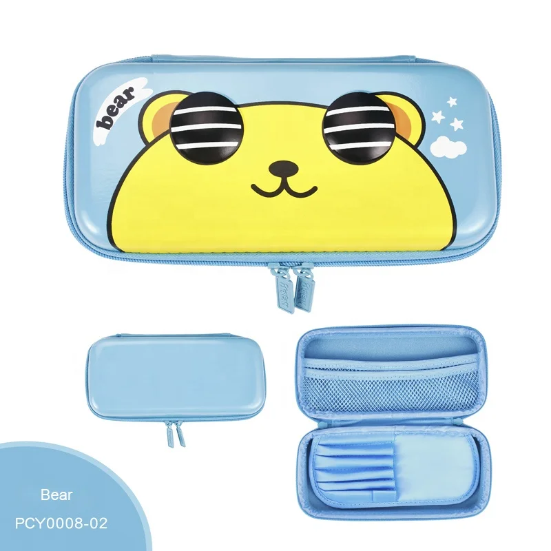 EVA PU multilayer animal octopus bear frog bird kawaii kids cute 3D pencil case
