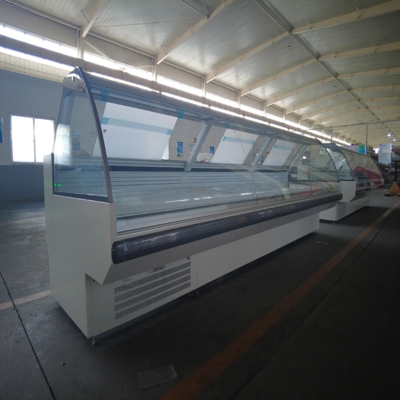 Supermarket corner fresh meat display freezer/supermarket cooked food display refrigerator Meat shop fresh fish service counter
