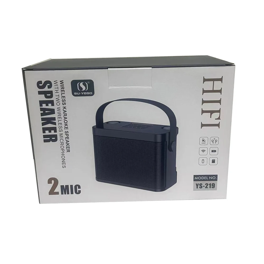 YS-219 Portable UHF HIFI Rechargeable Portable 2 Mic Wireless Microphone Karaoke Microphones