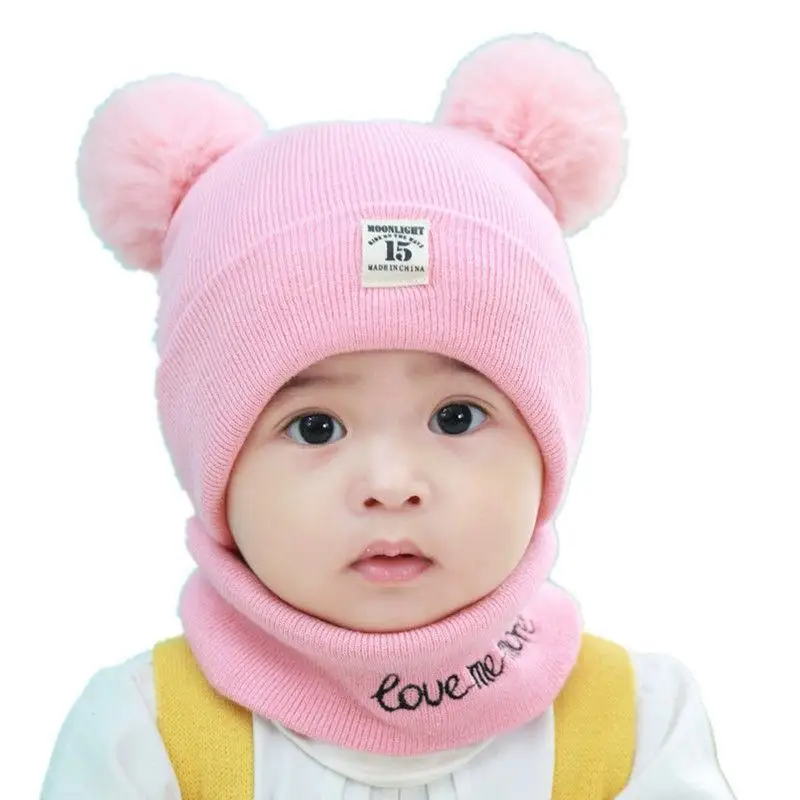 Winter Children Warm Baby Knitted Hats With Pom Pom Kids Knit Beanie Hats Winter For Kids Boys Girls Children Warm Beanie Cap
