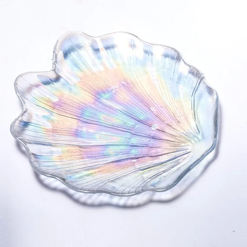 Wholesale Beautiful Shell Shape Dinnerware Set Fruit Nuts Blue Colored Glass Wedding Dishes
