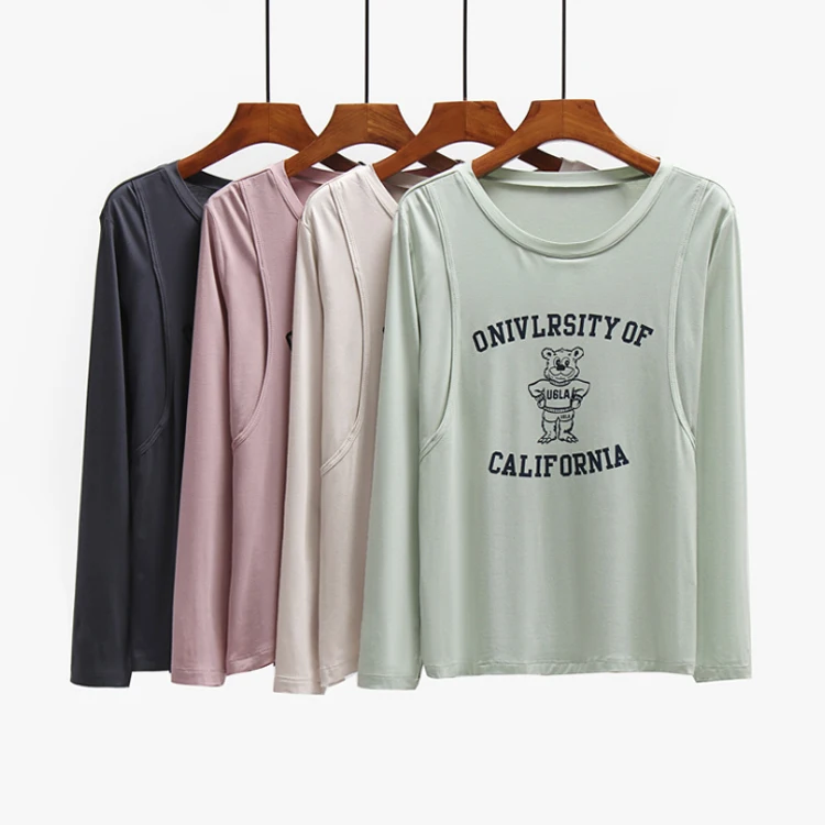 High Quality Modal Fabric Spring Fashion Mommy T-shirt Breastfeeding Top Clothes