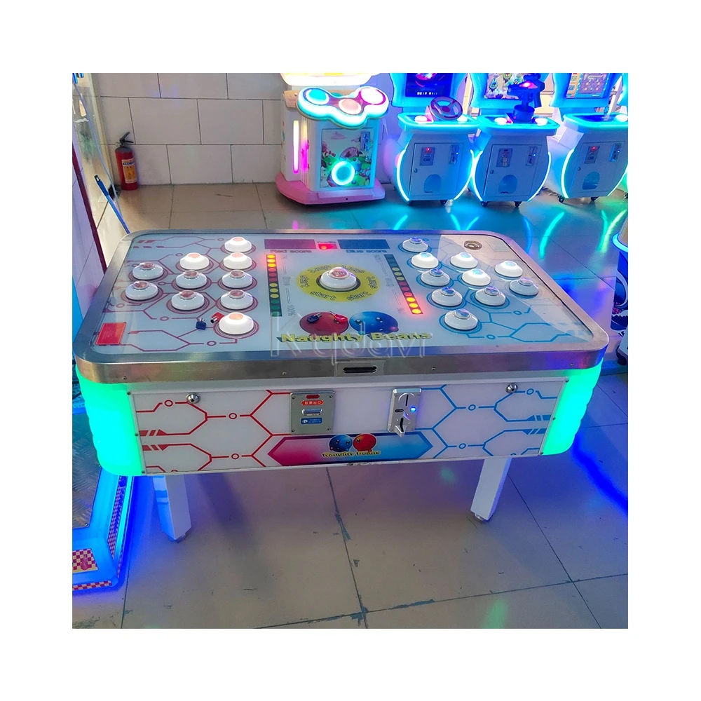 Amusement park coin operated two player battle speed challenge whack a mole push led light button speedy tap game