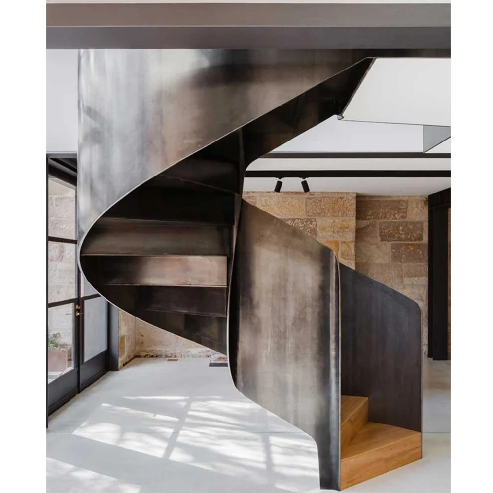 Trade Assurance House Stair Railing Wood Tread Aluminum Channel Balcony Fence Spiral Staircase Kit