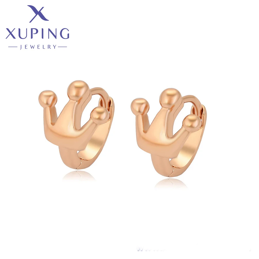 A00919931xuping jewelry crown shape daily romantic vintage fashionable  rose gold color women huggie earring