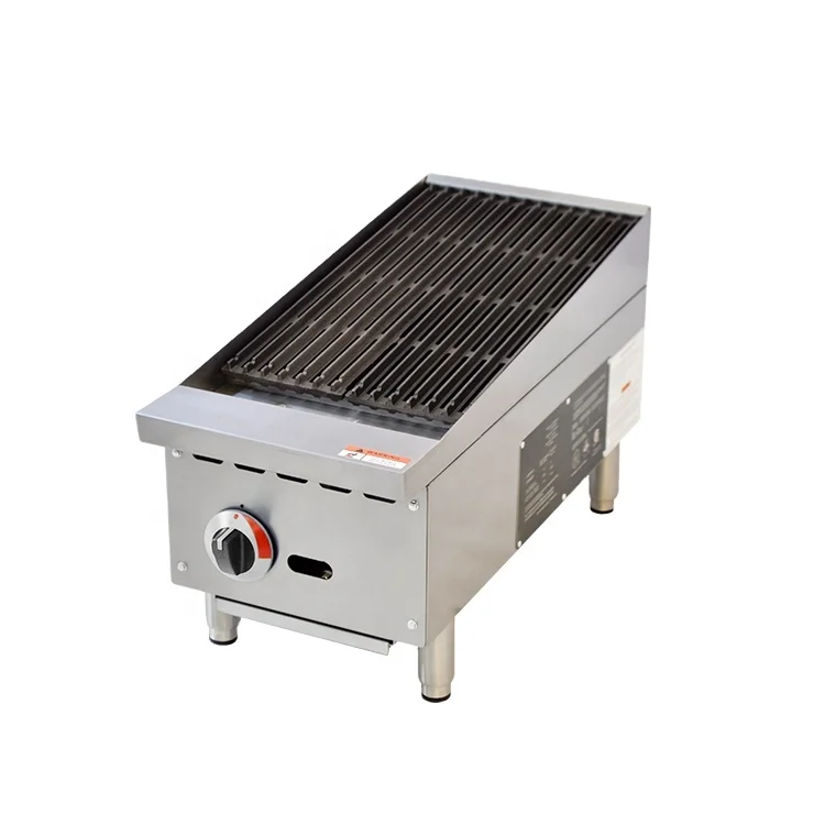Commercial Durable Stainless Steel Cooking Range Smokeless Barbecue Gas Lava Stone Grill