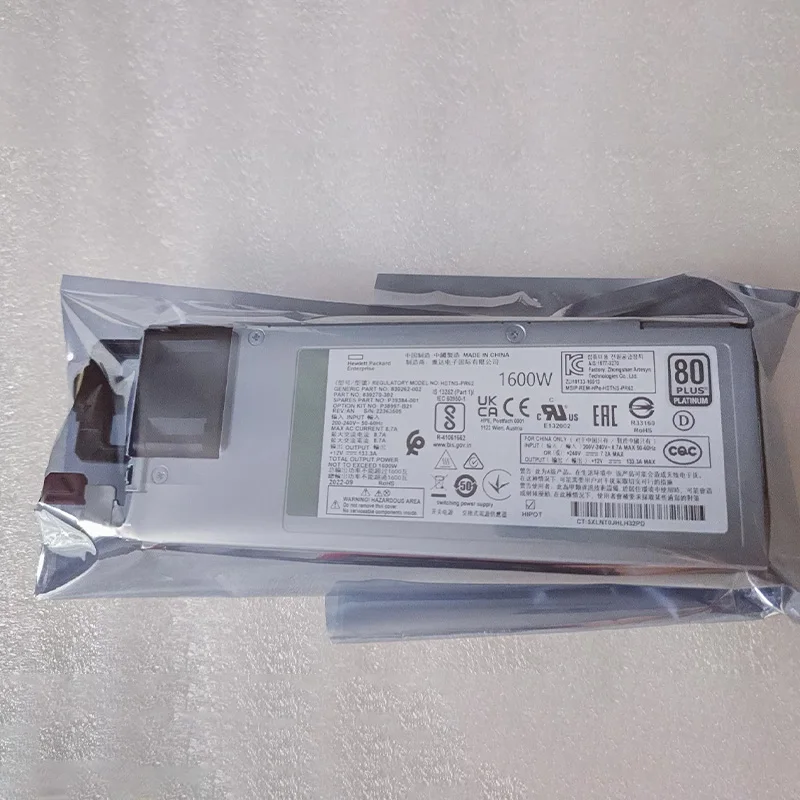 Original HPE 1600W Power Supply P38997-B21 for Server Rack Xeon Processor Hot Plug Platinum 1600W Kit in Stock