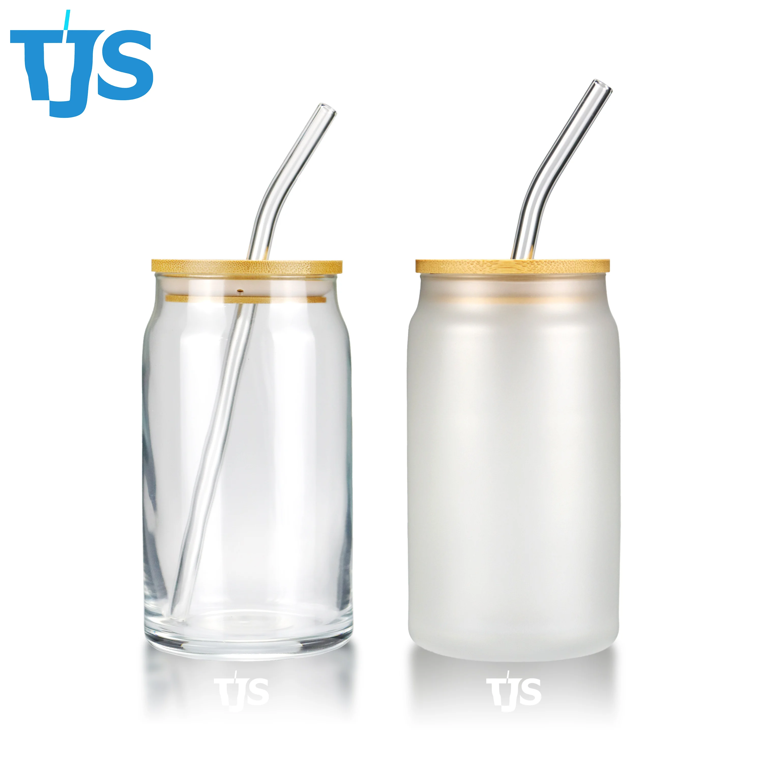 Wholesale Drinking Glasses Custom Logo Printed Clear Beer Can Glass 16oz 12oz Sublimation Drinks Bottle