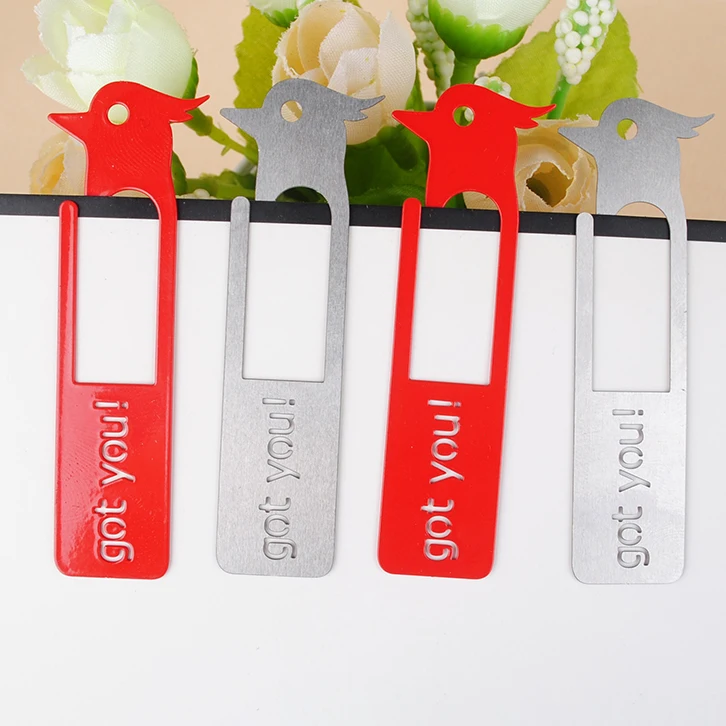 Factory Customized bird shape  with Logo carving metal bookmark promotional gifts