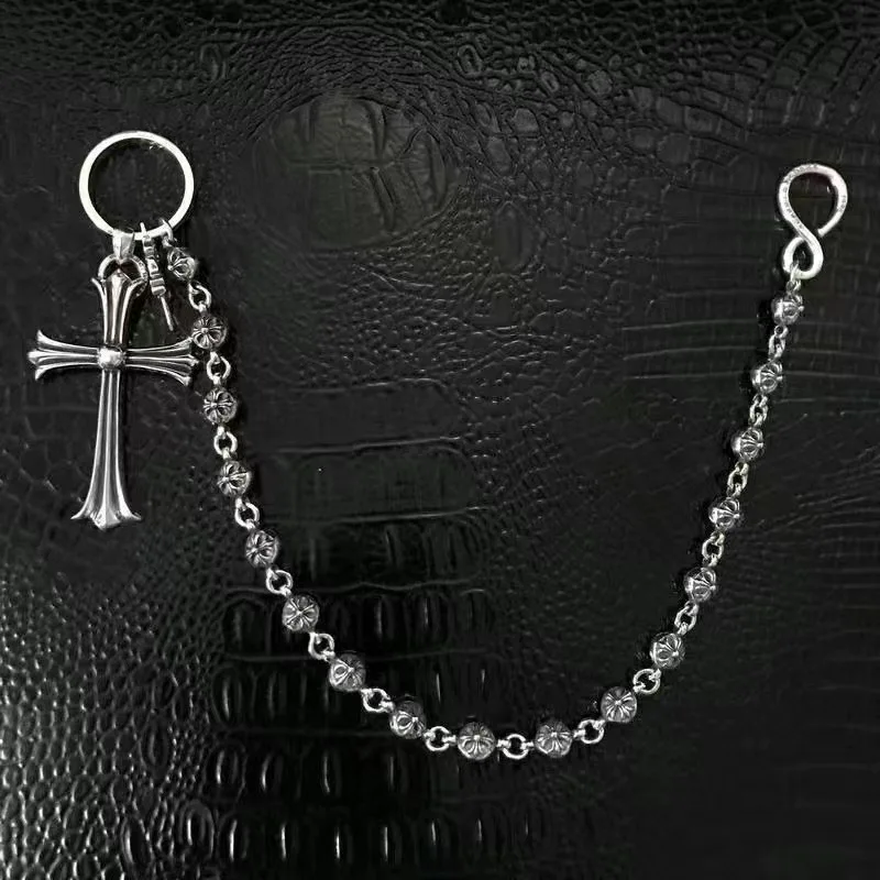 Wholesale Ch Cross flower ball buckle waist pants chain, personalized retro European and American bag  thick hanging chain