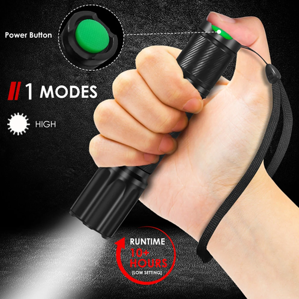 Professional Super Bright 1000LM LED Flashlight Torch Camping 18650 Flashlight Aluminum Tactical LED Flashlight