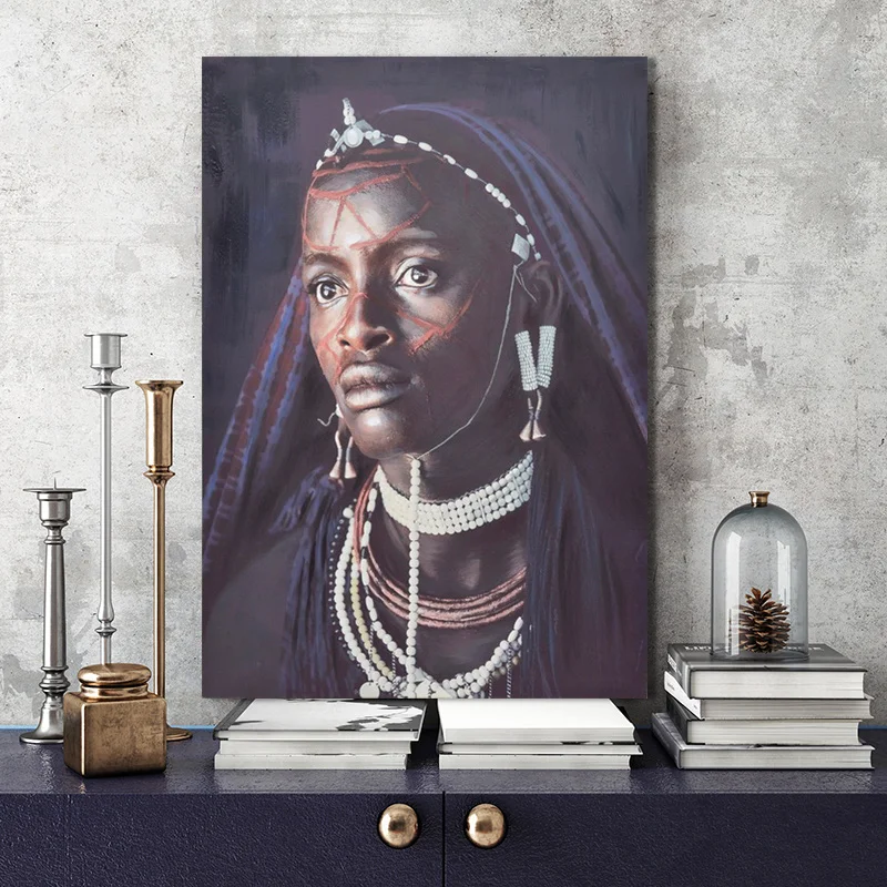 Customized Canvas Wall Art African Black Women Artwork 70X100X3cm