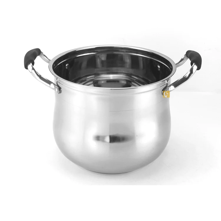 Drum shaped deep 201 stainless steel double bottom soup pot stew pot