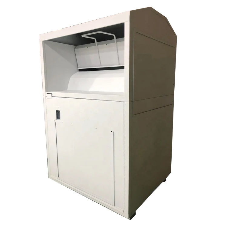 Curbside Rectangular Galvanized steel Iron Waterproof Rolling Cover Charity Lifeline clothing donation bin sub recycling storage