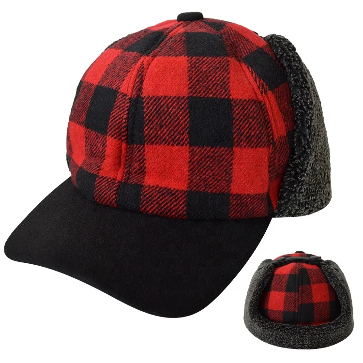 Farmers faux fur warm flat brim wool snapback knitted winter soft men adult cap ear flaps