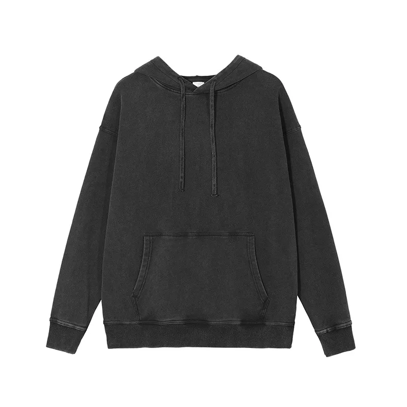 TODOMORE unisex 100% cotton French Terry solid color vintage style street wear pull over Kangaroo pocket retro hoodie