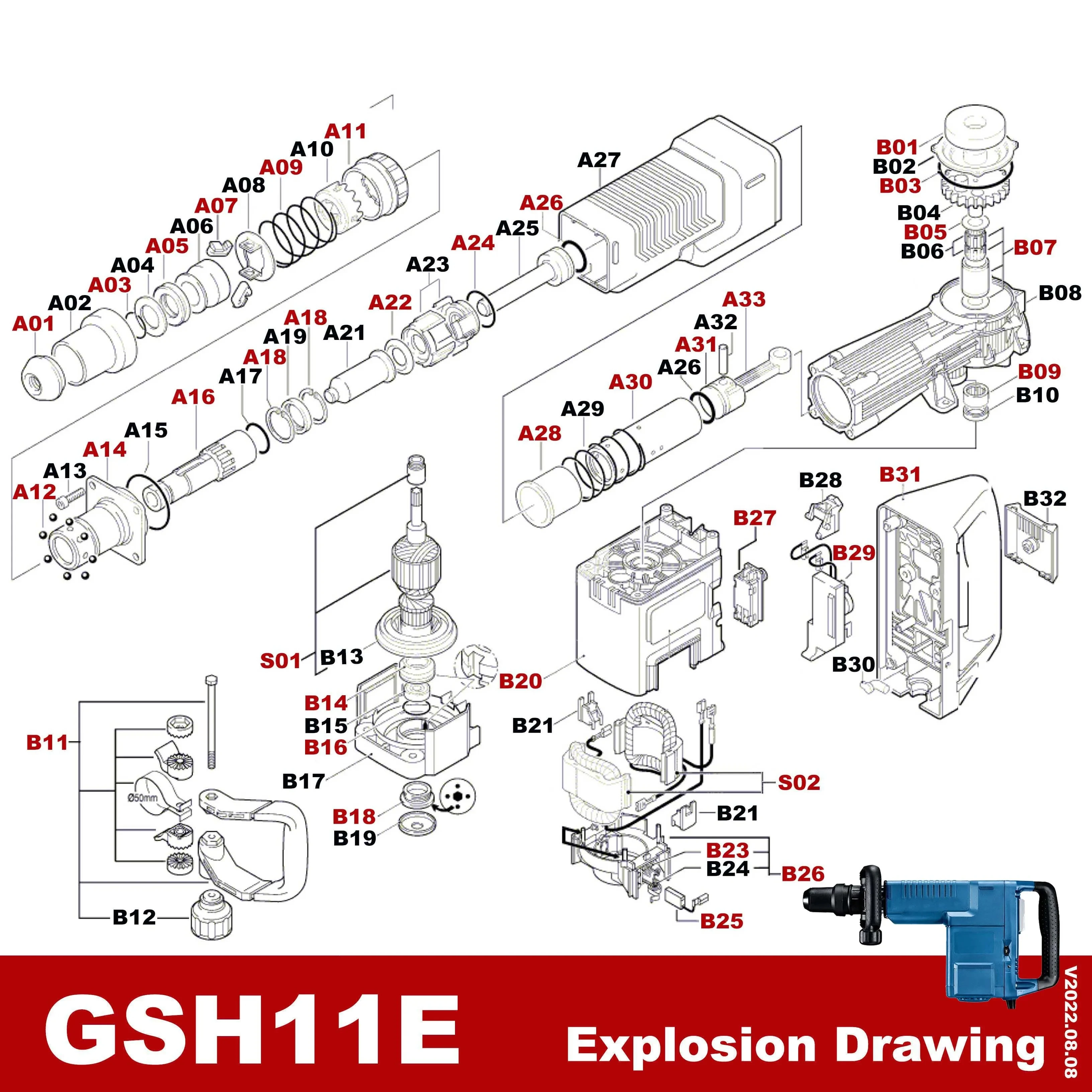 Needle Roller Assembly Replacement Spare Parts for Demolition Hammer GSH11E GSH 11E B06