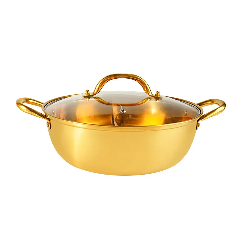 Good Quality Soup Pot Stainless Steel Shabu Hot Pot Divider Double-flavor Hot Pot with Lid for Cooking