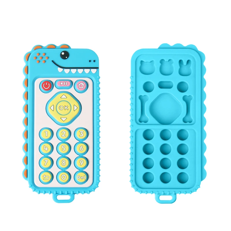 2023 Popular Baby Teether Toys Silicone Baby Products Funny Tv Remote Control Shape Baby Teethers Opp Bag Soft Toy Unisex