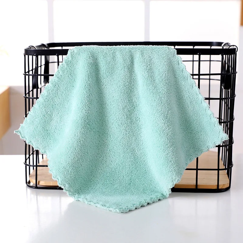 Solid color soft and comfortable good absorption coral fleece hand towel for home