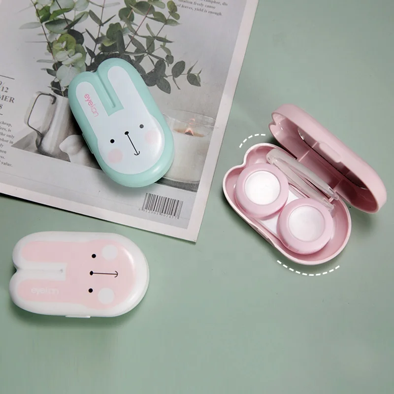 eyekan cute  contact lens case  multi color good quality case for eye contact lenses  travel kit