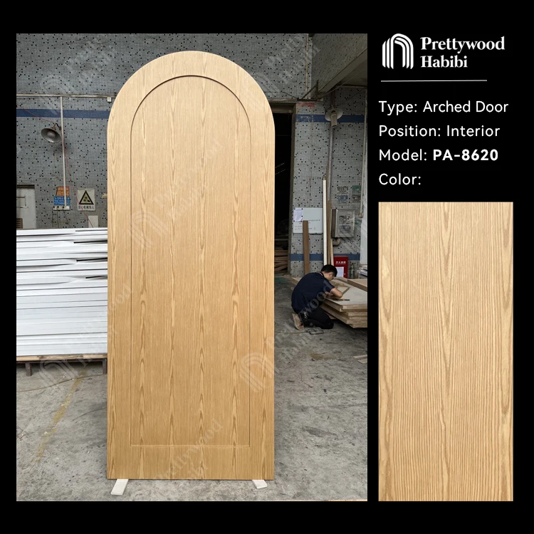 Prettywood Australia Residential White Polished Soft Closing Solid Wooden Interior Arched Door Sliding Pocket Door