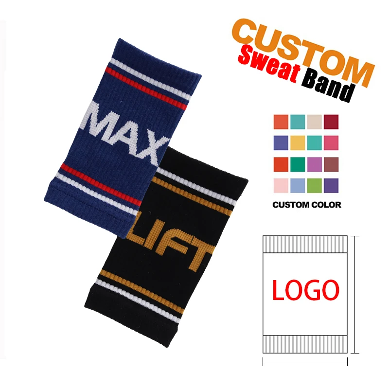 Factory Custom Logo Wrist Sweatband Wallet Sweat-Abosorption Cotton Wristband Fabric Wristband Wrist Tube Hand Tower Sweatband