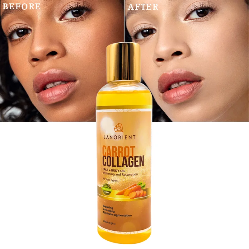 Private Label 7 Days Quick Skin Whitening Collagen Anti-Aging Carrot Oil For Dark Skin Whitening