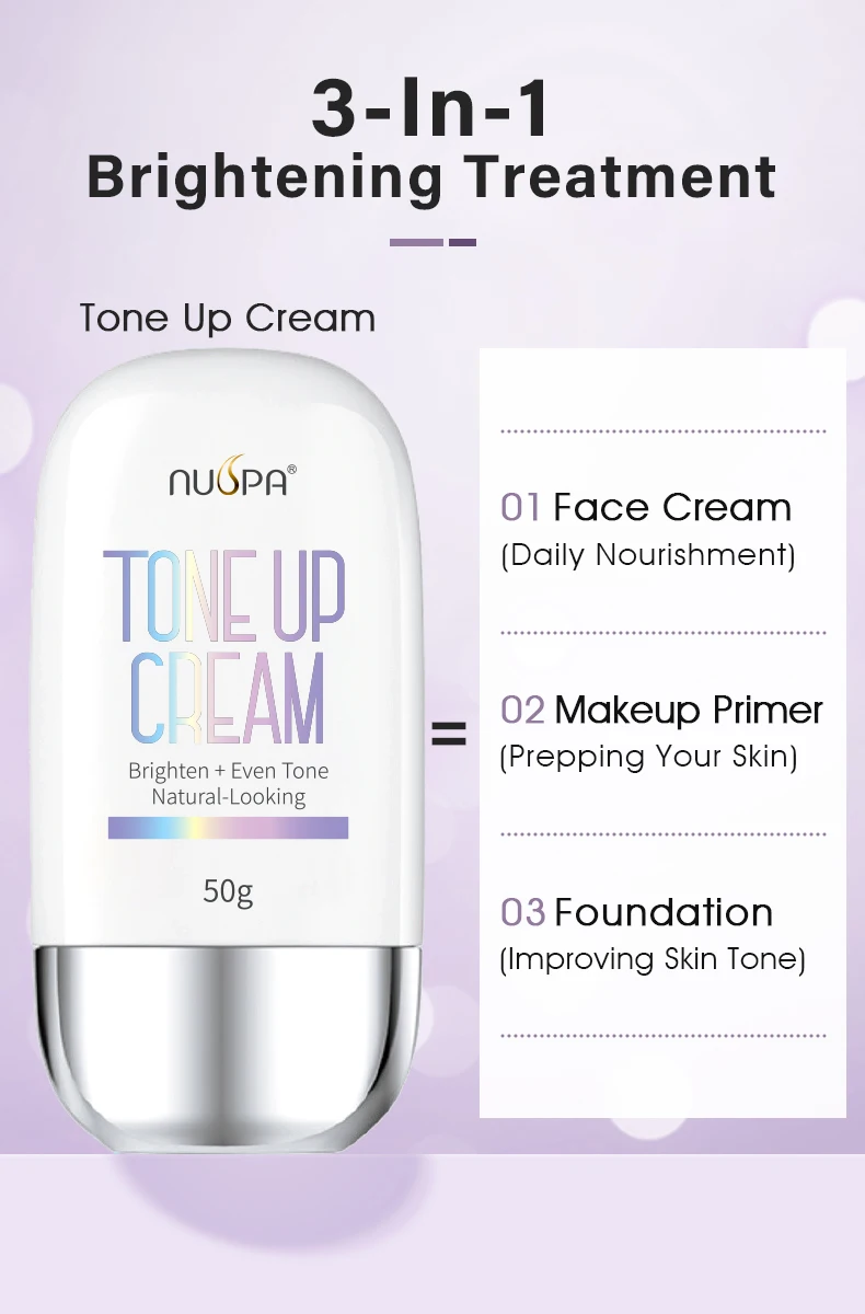 NUSPA Private Label 3 In 1 Rejuvenating Moisturizer Facial Cream Black Skin Radiance Makeup Whitening Cream