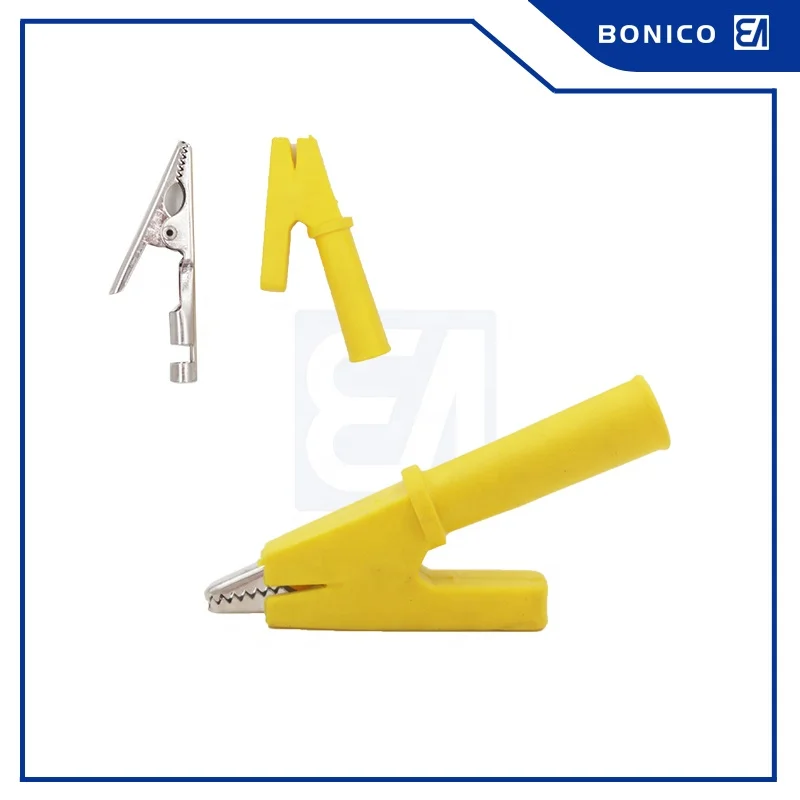 10A 56MM Five Color Plastic Insulated Brass-Coated Test Alligator Clamp