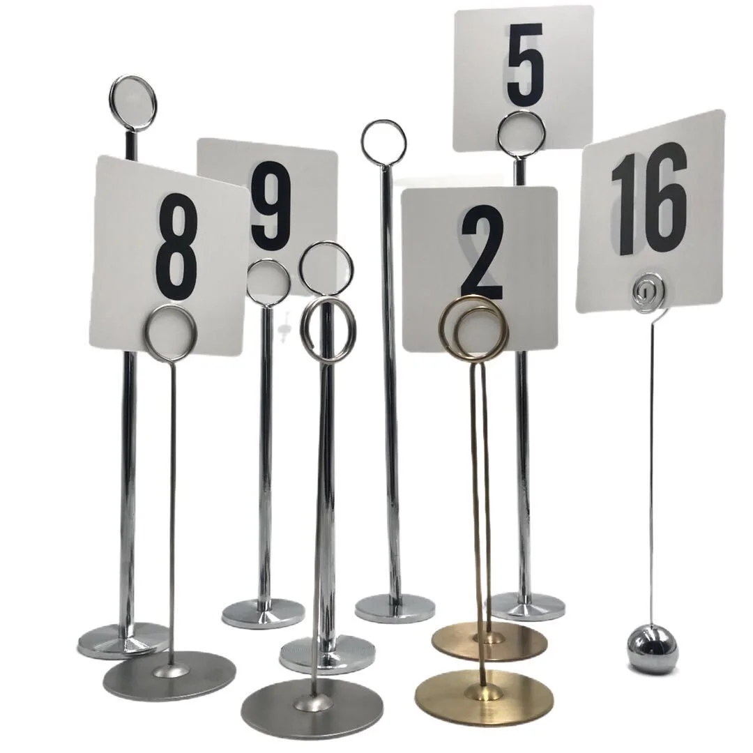 Wholesale Stainless Steel Custom logo Restaurant Place Card Holder Table Number Holder