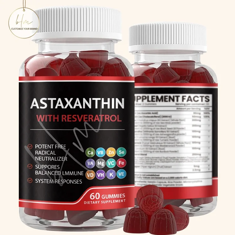 Private Label Natural Vegan Haematococcus Pluvialis Plant Astaxanthin Gummies