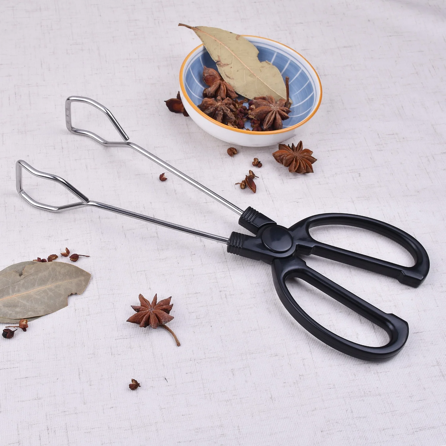 Stainless Steel Kitchen Barbecue Scissor Tong Cooking Baking Bread Food Tongs