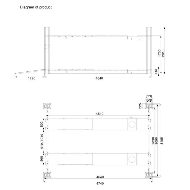 4 Post Lift Table Car Lift Auto Hoist Vehicle Lifting Device Workshop Car Lifter